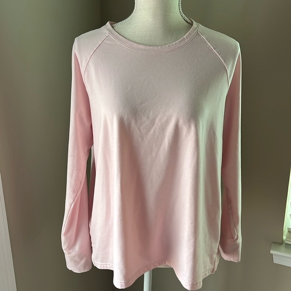 Lands End Long Sleeve Soft Warm Loungewear Top Light Pink Size LP